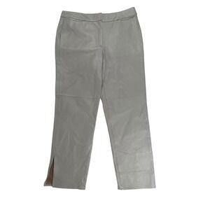 Metrostyle Genuine Leather Pants Women's Size 16 Gray Slit Hem‎